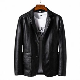 new Men Autumn Motorcycle Causal Vintage Leather Jacket Coat Men Fi Biker Butt Pocket Design PU Leather Jacket Men 6XL C1aD#