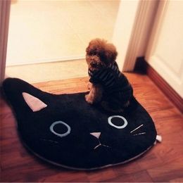 Mats Bathroom Bath Mat U Shaped Toilet Rug Black White Cat Bath Mats Kitchen Rug 68x68cm Floor Carpet Doormat Soft Floor Pad for Pet