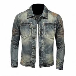 2024 New Men's Denim Jacket Classic Retro Fi Loose Lapel Denim Top Y2K Trendy Casual Versatile Streetwear Bomber Jacket A1dP#