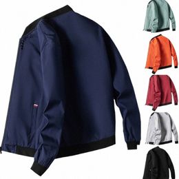 m-4xl Men's Jacket Autumn Thin Lg Sleeve Baseball Uniform Windproof Cycling Jacket Solid Zipper Casual Jacket C2A1#