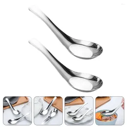 Spoons 2 Stainless Steel Soup Dinner Spoon Table Serving For Home Kitchen Restaurant