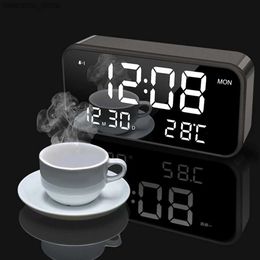 Desk Table Clocks Big Led Music Alarm Clock with CalendarMirror Face and Temperature Thermometer for Bedroom Table Desk Decoration24327