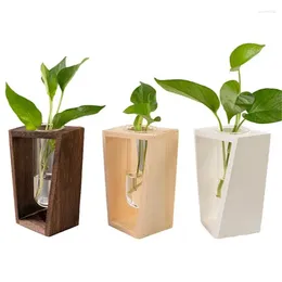 Vases Propagation Stations Plant Terrarium With Wooden Stand Retro For Hydroponics Plants Table Decor Housewarming Gift
