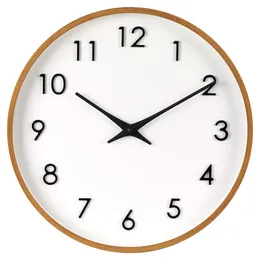 Wall Clocks Better Homes & Garden Round Indoor 20" Modern Mid-Tone Wood Finish Plastic Frame Analog Clock