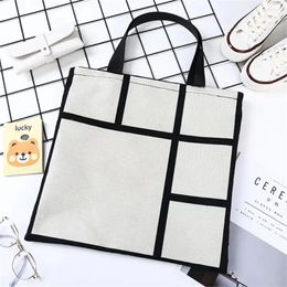 Shopping Bags Sublimation Blank 6 9 Panel Tote Grocery Bag For Diy Po Print Handbag Gift