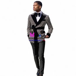 luxury Wedding Suits For Men 2023 White/Black Plaid Double Breasted Mens Suit 2 Piece Slim Fit Male Busin Blazers Set Disfraz H3Kp#