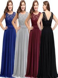 New Simple Modest Dark Navy Chiffon Bridesmaid Dresses Plus Size 2018 Cheap Scoop Sleeveless A Line Formal Wedding Guests Party We2106888