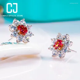 Stud Earrings Flower D Colour VVS1 Moissanite 925 Sterling Silver Platinum Plated For Women Gemstone Wedding Dinner Fine Jewellery