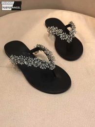 Sandals Newly designed womens summer diamond bead flip casual apartment slider holiday style beach slider casual shoesL2403