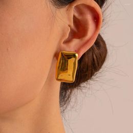 Dangle Earrings Vintage Flat Rectangle Stud For Women Gold Colour Irregular Wrinkle Geometric Personality Metal Style Party Jewellery