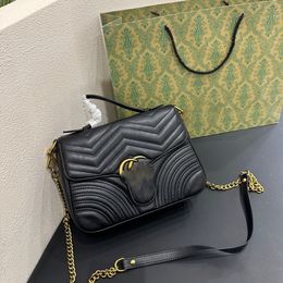 GUUICQ classic womens handbag Chains Shoulder Bag designer luxurys handbags classic flap chain bag messenger bag Genuine leather 26*19cm