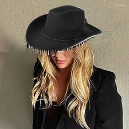 Berets Fringed Cowboy Hat For Women Music Festival Cowgirl Adjust Large Brims Halloween Party Roleplay Accessories