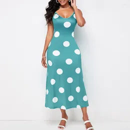 Casual Dresses MISSJOY Vintage Sundress Female Beach Maxi Dress Backless Polka Dot Gradient Women Summer Boho Sexy V-neck Y2k