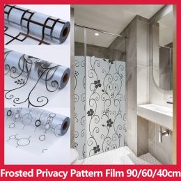 Films 60/50/40CM Frosted Privacy Floral Pattern Window Film Home Bedroom Bathroom Glass Film Stickers No Glue Self Adhesive Sticker