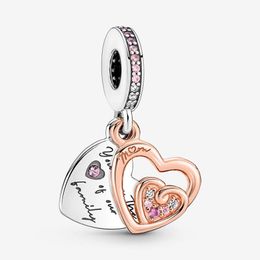 Entwined Infinite Hearts Double Dangle Charm Pandoras 925 Sterling Silver Luxury Charm Set Bracelet Making charms Designer Necklace Pendant Original Gift Box