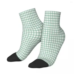 Men's Socks Green Gingham Check Ankle Male Mens Women Winter Stockings Harajuku