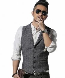 men's Herringbe Suit Vest Steampunk Style Is Suitable For Wedding And Groom With Waistcoat U6A4#