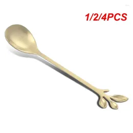 Spoons 1/2/4PCS Creative Stainless Steel Leaves Spoon Coffee Ice Cream Tea Stirring Kitchen Accessories Tableware