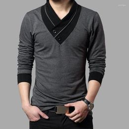 Men's Suits B1426 Fashion Brand Trend Slim Fit Long Sleeve T Shirt Men Patchwork Collar Tee V-Neck T-Shirt Cotton Shirts