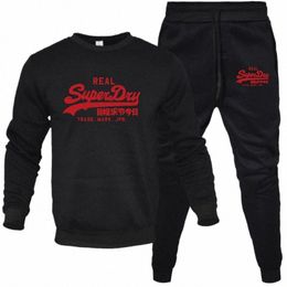 men's Sets 2-Piece Suit O-Neck Plus Fleece Pullover Hip Hop Brand Funny Letter Printed Fi Men Sweatshirts Sweatpants n1PZ#