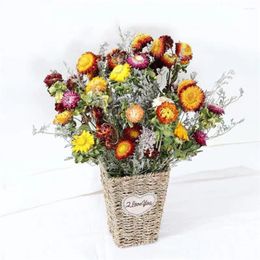 Decorative Flowers 40CM 15 Flower Heads Colorful Chrysanthemum Branch Daisy Dried Natural Sunflower Bouquet For Home Decor Wedding
