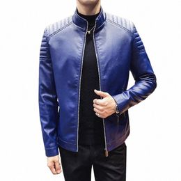 men Slim Leather Jackets And Coats New Fi Spring Autumn PU Leather Coats Male Solid Casual Thin Leather Coats Size 4XL v72a#
