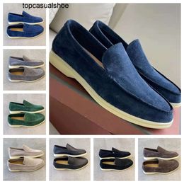 Loro Piano Suede Leather 23ss New Season Mens Casual Shoes Walk Shoes Luxury Sneakers Nubuck Lock Designer Flats Slip-on Dress Shoe Large Size 36 46