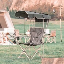 Camp Furniture Outdoor Cam Leisure Folding Chair Beach Awning Fishing With Canopy Sketching Deck Portable Drop Delivery Sports Outdoor Otxkm