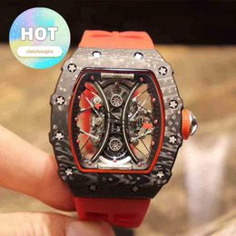 Designer Luxury RM Wrist Watch Mens Mechanical Watch Business Leisure Rm53-01 Fully Automatic Carbon Fiber Tape Fashion Swiss Movement Wristwatches