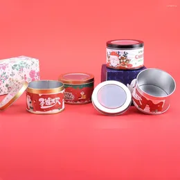 Gift Wrap Christmas Candy Tin Round Xmas Tinplate Boxes Metal Mini Sealed Jar Packing Coin Earrings Headphones Packaging