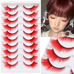 False Eyelashes Colourful Fake Halloween Makeup Products Blue Red Pink Extension Coloured Lashes Make Up Cosplay