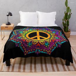 Blankets Peace Mandala Throw Blanket Dorm Room Essentials Tufting Rug