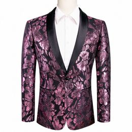 hi-tie Mens Suit Shawl Collar Tuxedo Blazers Jacket Coat Groom Dr For Wedding Banquet Ball Prom Jacquard Floral Paisley Gift x7cs#