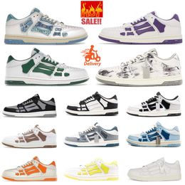 New Designer men Sneakers Casual Shoes Top Low Genuine Leather Sneaker triple white lime Black grey green orange Blue lilac purple rose pink women Sports Trainers