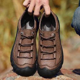 Casual Shoes Genuine Leather Men Handmade Male Large Size 48 Waterproof Outdoor Work Flats Hiking Climbing