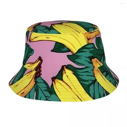 Berets Banana Bucket Hat Cute Patterns Street Style Fisherman Caps Personality Travel Hiking Visor Hats For Unisex Casual Design Cap