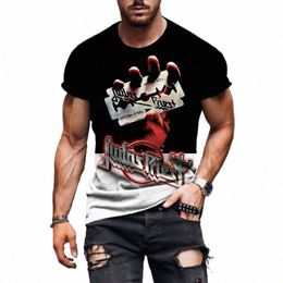 Fi Hip Hop Rock Judas Priest Band 3D stampato T-shirt per uomo Casual O-Collo manica corta Top Street Trend T-shirt oversize 31pf #