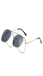 2020 trendy fashion sunglasses for men and women metal square designer frame flip up glasses unisex vintage eyewear uv4009176900