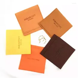 Gift Wrap SheepSew Wholesale 9X9cm Suede Luxury Custom Logo Envelope Shape Jewellery Necklace Travel Packaging Pouch