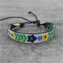 Charm Bracelets Handmade Bohemia Ethnic Flower Man Bracelet For Women Friendship Bangles Jewellery Gift Wholesale Dropship Drop Deliver Dhcek