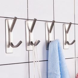 Self Adhesive Hook Bathroom Towel Holder Hooks Stainless Steel Coat Hooks