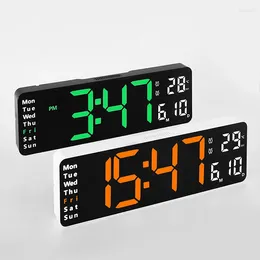 Table Clocks 13inch LED Large Digital Wall Clock Temperature Date Week Display Adjustable Brightness Desk Wall-mounted Alarms