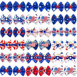 Dog Apparel 50/100pcs Small Bows Rubber Bands American Independence Day Cat Hair Yorkshire Grooming Pet Supplier