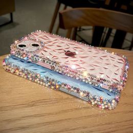 Luxury Glitter Bling Rhinestone 3D Diamond Crystal Clear Soft TPU Cases Fashion Girls Lady Transparent Shockproof Cover For iPhone 15 14 13 12 11 Pro Max XR X XS 8 7 Plus