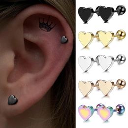 Stud Earrings 1pcs Singel Heart For Women Stainless Steel Cartilage Tragus Piercing Earring Trendy Minimalist Body Jewellery