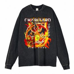 Charizard Pullover Vintage Wed Anime Pokem Lg Ärmel T-Shirt Übergroße Sweatshirts Gengar Pikachu Pullover Manga Tops T-Shirts n7Vr #