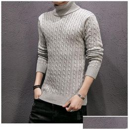 Men'S Sweaters Mens Designer Knitted Sweater Casual Winter Turtleneck Male Long Sleeves Woolen Shirt Atutumn Men Slim Fit Plover Drop Dhx29