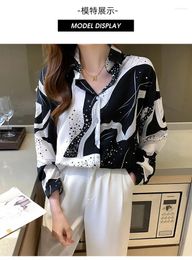 Women's Blouses Printed Long Sleeved Shirt For Women In Spring 2024 Fashionable And Versatile Design Sense Niche Commuting Top I
