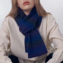 Scarves 22 152cm Wool-blend Gradient Knitted Scarf For Women & Men Fall Winter Warm Korean Female Woollen Yarn Neck Wrap Bandana
