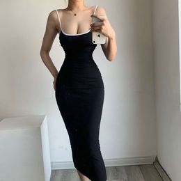 Winter Base Solid Colour Tight Fitting Elastic Patchwork Low Cut Sexy Holiday Slim Fit Slimming Pencil Skirt Dress 349483